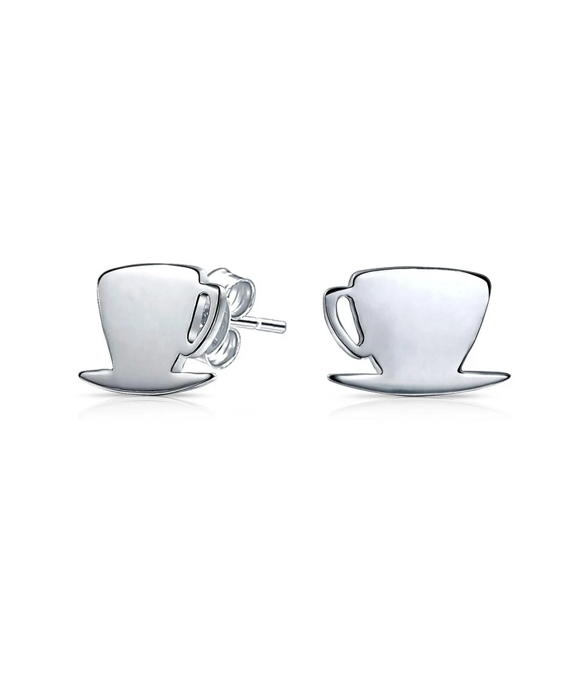 Bling Jewelry Tiny Food Latte Espresso Cafe Coffee Lover Stud Earrings .925 Sterling Silver