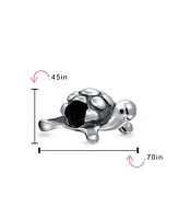 Bling Jewelry Nautical Tropical Beach Vacation Island Tortoise Sea Turtle Bead Charm Oxidized .925 Sterling Silver
