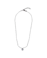 Adornia Fine Labradorite Rosary with Pear Center Stone Necklace black rhodium .925 sterling silver