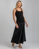 Pietro Brunelli Maternity Sleeveless Rib Knit Jersey & Cotton Mirabelle Twofer Dress