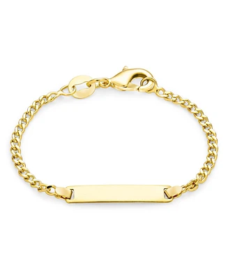 Bling Jewelry Gold Plated Brass Tiny Identification Tag Id Bracelet Lightweight Small Wrists 5 Inch