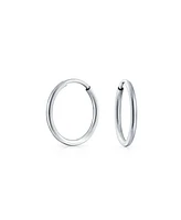 Bling Jewelry Thin Minimalist Hoop Huggie Earrings Sterling Silver Various Sizes