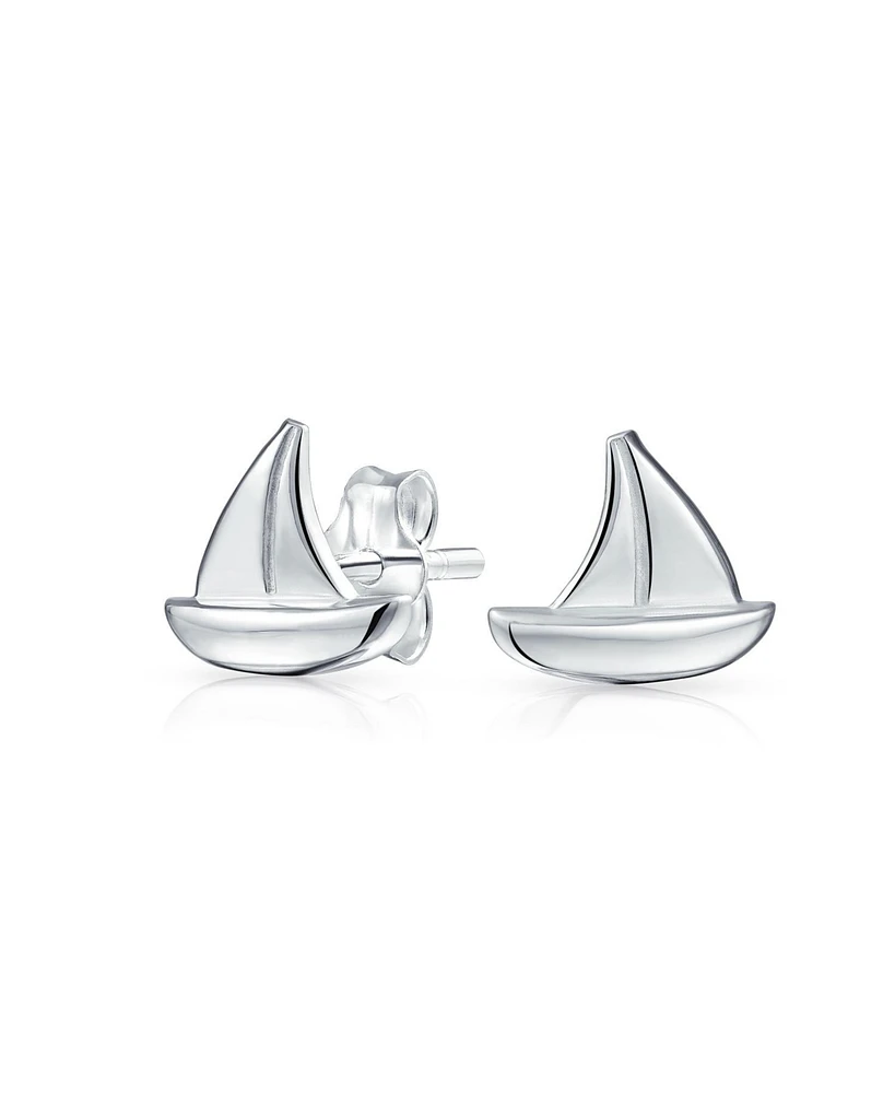 Bling Jewelry .925 Sterling Silver Small Nautical Sail Boat Sea Lover Ocean Vacation Ship Sailboat Stud Earrings Pendant Necklace