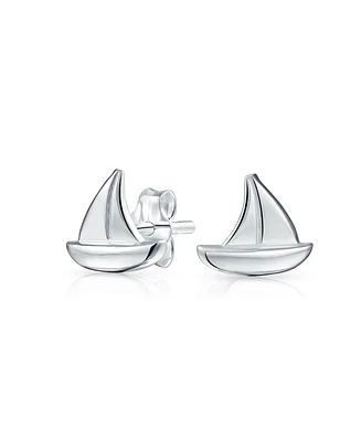 Bling Jewelry .925 Sterling Silver Small Nautical Sail Boat Sea Lover Ocean Vacation Ship Sailboat Stud Earrings Pendant Necklace