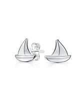 Bling Jewelry .925 Sterling Silver Small Nautical Sail Boat Sea Lover Ocean Vacation Ship Sailboat Stud Earrings Pendant Necklace