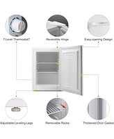 Cowsar Free Standing Upright Freezer with Removable Shelf, Adjustable Thermostat, Compact Reversible Single Door Vertical Freezers for Home/Hotel/Apar