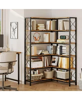 6-Tier Corner Shelf, Industrial Display Bookshelf