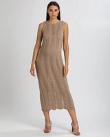 Pietro Brunelli Maternity Sleeveless Crochet Knit Fitted Maxi Hibiscus Dress