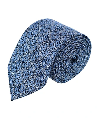 Trafalgar Men's Benito's Blue Basketweave Patterned Silk Novelty Necktie