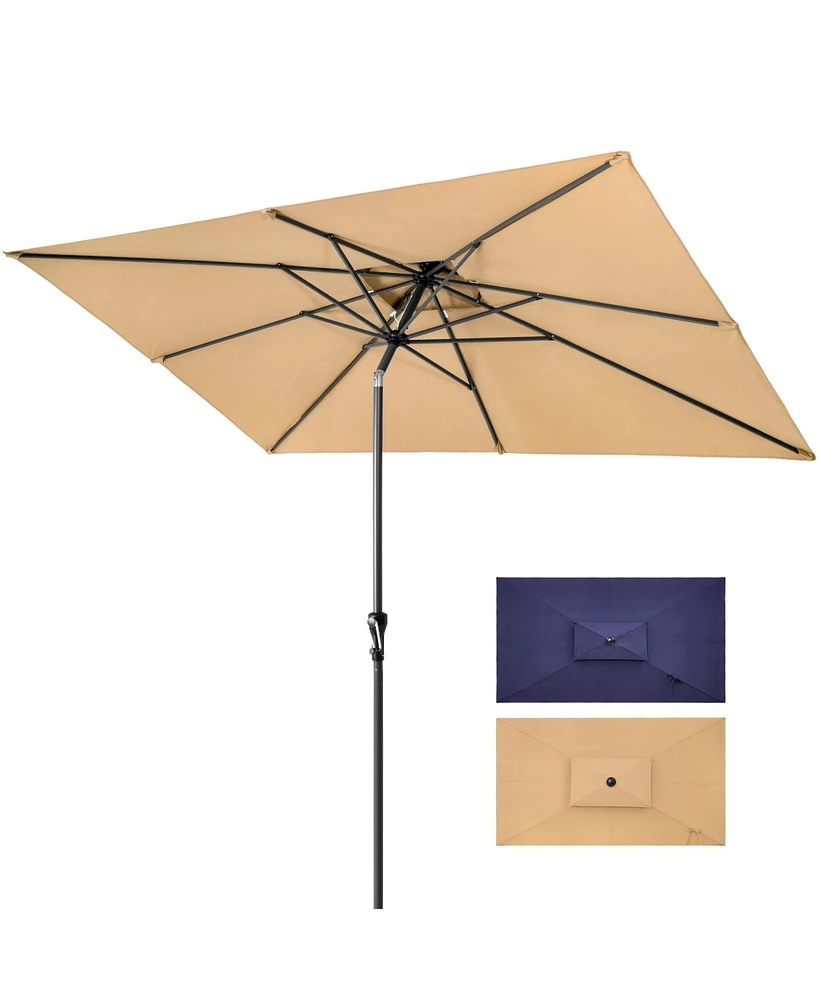 Rectangular Patio Umbrella with Stand – Adjustable Tilt for Backyard & Deck