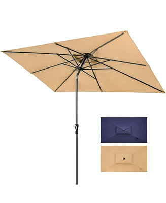 Rectangular Patio Umbrella with Stand – Adjustable Tilt for Backyard & Deck