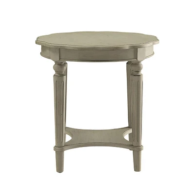 Solid Wood Round End Table with Shelf for Living Room or Bedroom
