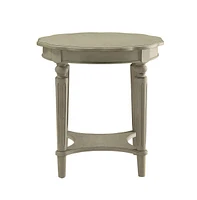 Solid Wood Round End Table with Shelf for Living Room or Bedroom