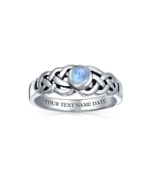 Bling Jewelry Rainbow Moonstone Celtic Trinity Knot Triquetra Ring 1MM Band .925 Sterling Silver