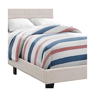 Stylish Tufted Linen Bed Frame with Nailhead Trim for Bedroom Decor