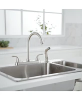 Two-Handle 4 Holes Standard Kitchen Sink Faucet With Side Sprayer Brushed Nickel