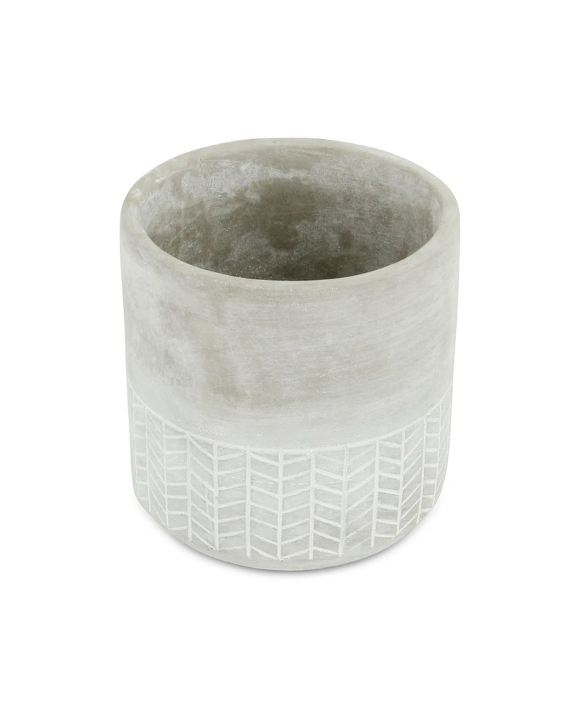 Cement Round Planter with Geometric Pattern – Versatile Pot for Home & Garden