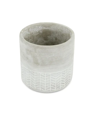 Cement Round Planter with Geometric Pattern – Versatile Pot for Home & Garden