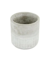 Cement Round Planter with Geometric Pattern – Versatile Pot for Home & Garden