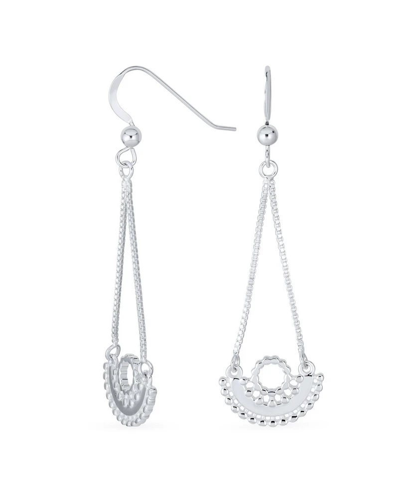 Bling Jewelry Boho Tribal Dangle Earrings Curved Half Moon Teardrop Sterling Silver Hooks