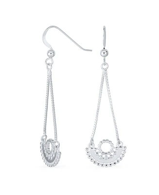 Bling Jewelry Boho Tribal Dangle Earrings Curved Half Moon Teardrop Sterling Silver Hooks