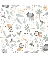 Lambs & Ivy Baby Jungle Friends 100% Cotton Safari Animals Fitted Crib Sheet