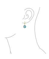 Bling Jewelry Spiritual Protection Round Blue Nazar Evil Eye Drop Huggie Mini Hoop Earrings Endless Murano Glass Yellow Gold Plated .925 Sterling Silv