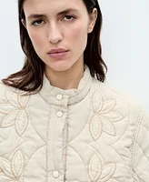 Mango Women's Floral Embroidered Padded Jacket