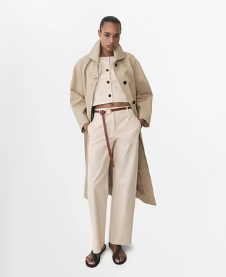 Mango Women's Cotton Straight Mid-Rise Pants