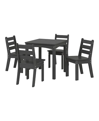 Kids 5-Piece Hdpe Dining Table and Chairs Set