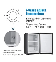 Cowsar Upright Freezer 3.0 Cu.ft, Compact Mini Freezer with Reversible Single Door, Temperature Control, Removable Shelves, Small freezer Stainless St