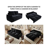 70.9" Convertible Sofa Bed with Blanket and Pillows