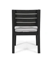 Outdoor Dining Chair Set of 2, Dark Grey With Light Grey Cushion