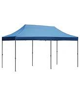 10x20 Pop-Up Canopy, 6 Sidewalls, Uv/Waterproof, Adjustable Height, Roller Bag, Blue