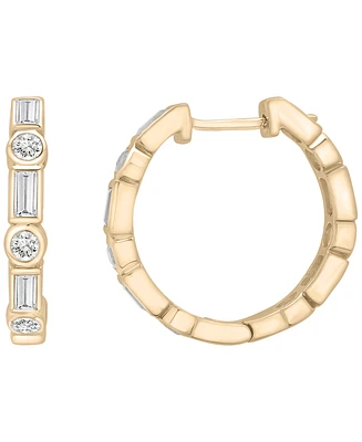 Lab Grown White Sapphire Small Hoop Earrings (5/8 ct. t.w.) in 14k Gold-Plated Sterling Silver, 0.62"