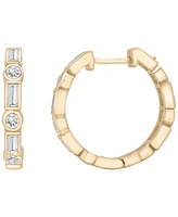 Lab Grown White Sapphire Small Hoop Earrings (5/8 ct. t.w.) in 14k Gold-Plated Sterling Silver, 0.62"