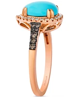 Le Vian Robins Egg Blue Turquoise (1-3/4 ct. t.w.), Nude Diamond (1/6 ct. t.w.) & Chocolate Diamond (1/6 ct. t.w.) Ring in 14k Rose Gold