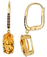 Le Vian Chocolatier Cinnamon Citrine (3-3/4 ct. t.w.) & Chocolate Diamond (1/10 ct. t.w.) Earrings in 14k Yellow Gold