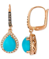 Le Vian Robins Egg Blue Turquoise (2-3/4 ct. t.w.), Nude Diamond (1/4 ct. t.w.) & Chocolate Diamond (1/10 ct. t.w.) Earrings in 14k Rose Gold