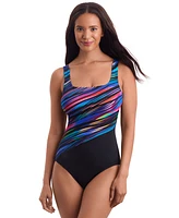 Shape Solver Sport by Mimi Flamingo Women's Wave-Power One-Piece Swimsuit