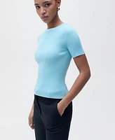 Mango Women's Ribbed Short-Sleeved Sweater