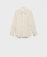 Mango Women's Floral Embroidery Lyocell Shirt
