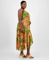 Anne Klein Plus Floral Chiffon High-Low Dress