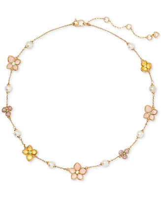kate spade new york Gold-Tone Pastel Petals Scatter Necklace, 16" + 3" extender