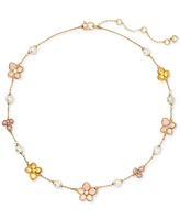 kate spade new york Gold-Tone Pastel Petals Scatter Necklace, 16" + 3" extender