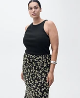 Mango Women's Long Flared Floral Skirt