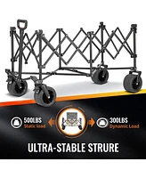 EchoSmile Collapsible Foldable Extended Height Wagon with 500lbs Weight Capacity,Folding Utility Garden Cart Big All-Terrain Beach Wheels,for Cam