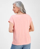 Style & Co Petite Lace-Trim Cap-Sleeve Top, Exclusively at Macy's