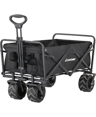 EchoSmile Heavy Duty 350 Lbs Capacity Collapsible Wagon, Outdoor Folding Camping Wagons, Grocery Portable Utility Cart, Adjustable Rolling Carts, All