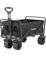 EchoSmile Heavy Duty 350 Lbs Capacity Collapsible Wagon, Outdoor Folding Camping Wagons, Grocery Portable Utility Cart, Adjustable Rolling Carts, All